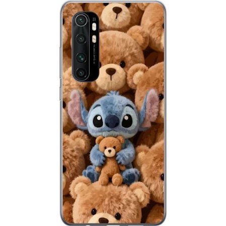 Kompatibel Mobilcover til Xiaomi Mi Note 10 Lite Stitch omgivet af brune teddybjørne med en lille teddybjørn i armene i en sød og hyggelig kawaii-desi