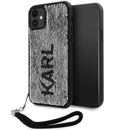 Karl Lagerfeld KLHCN61PSQRKS iPhone 11 / Xr 6,1" sølv/sølv hardcase paljetter ledning