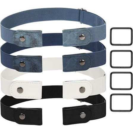 Spændefrit Bælte - 4 Stk. Spændefri & Elastisk Bælte til Kvinder & Mænd - Elastisk Bælte - Elastisk Bælte Uden Spænde - 3 cm Bredt ...