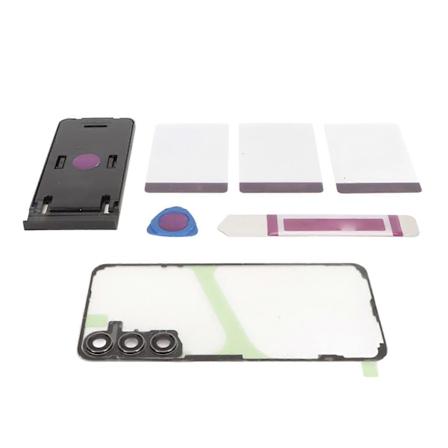 Mobiltelefon Transparent Bakglass Deksel med Kameralinse og Mobiltelefonholder for Galaxy S23+Plus