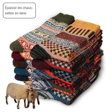 5 Pairs Winter Men's Socks Thicken Sheep's Wool Socks Warm Men Retro Style Colorful Fashion Man Socks for Snow Boots