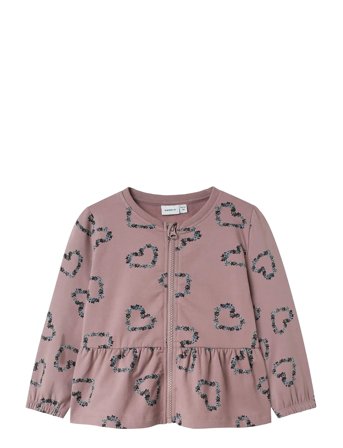 name it Nmfolukria Ls Sweat Cardigan Bru - Pink - 86