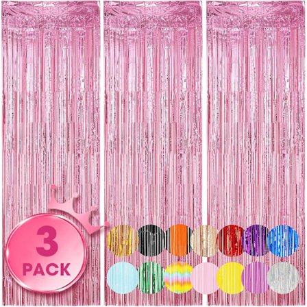 3 stk. 1x2,5 meter Guld Folie Frynser Baggrundsforhæng, Glitter Streamers Fødselsdagsfest Dekorationer, Frynser Baggrund til Dimission, Diskoteksfest