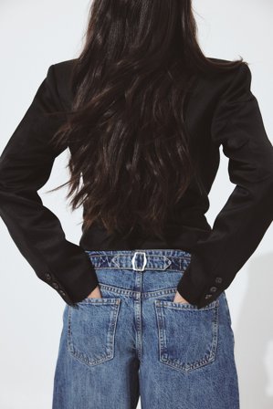 NA-KD Jean baggy à taille mi-haute et détail au dos - Jeans taille mi-haute - Bleu - EU 42