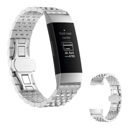 Fitbit Charge 3 klockarmband i rostfritt stål - Silver