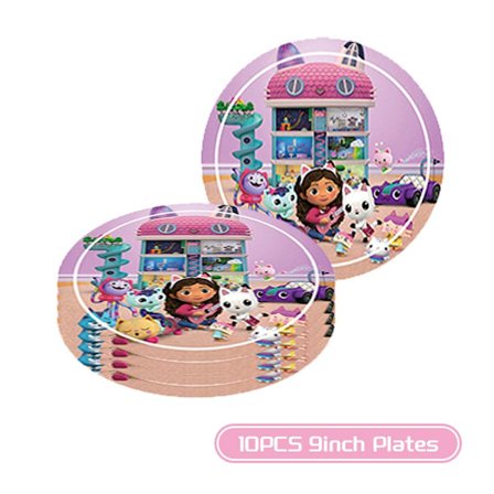 Gabby Dukkehus Fødselsdagsfest dekorationer Bordservice Stickers Popcorn Box Service Pink Balloner Fest favoriserer børns fødselsdag