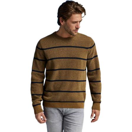 Cast Iron, R-neck chenille cotton plated dijon Bruin, Heren, Maat:M