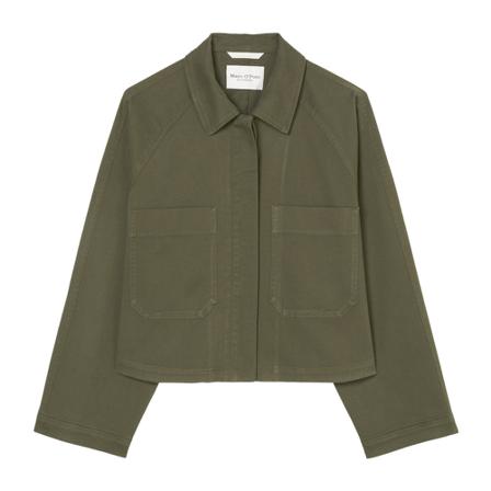 Marc O'Polo Overshirt Jacka, cropped grön, Dam, Dam, Storlek: L