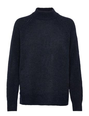 Slflulu Ls Knit High Neck B Navy Selected Femme