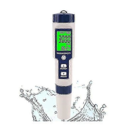 Pool Salt Tester, Digital Salinitetsmåler, Høj Præcision 5 I 1 Salinitetstester til Saltvand, IP67