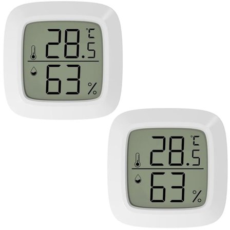 2 stk. Mini digitalt innendørs hygrometer termometer med LCD-skjerm og termometer for , kontor, kjøleskap, senterhjul (Celsius)