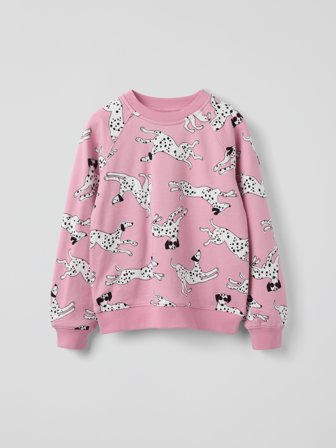 Collegepaita dalmatialainen Polarn O. Pyret 98 lastenvaatteet pink
