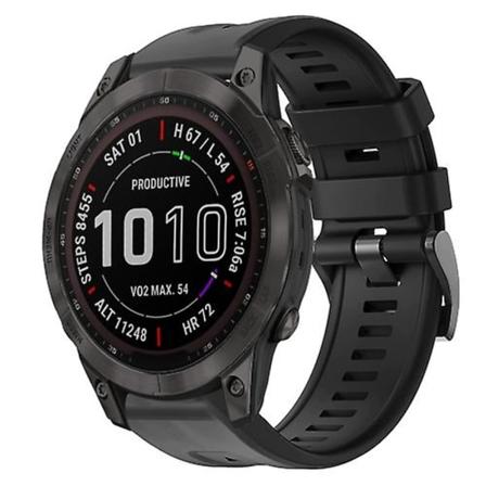 Til Garmin Fenix 7 Metal Spænde Solid Color Silikonurrem ICV Black