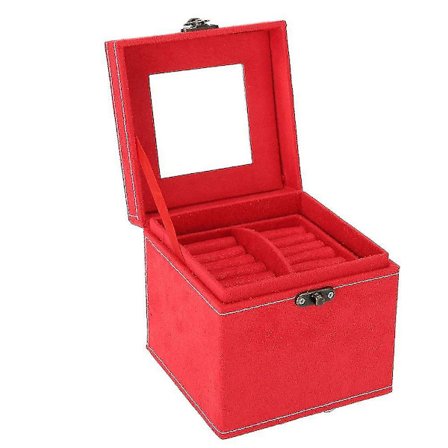 Smykkeoppbevaringsboks med ringspor, robust, for kvinner, hjem