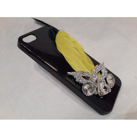 Apple Iphone 5 5S Fodral Skal Case Med Fågelfjäder Gul