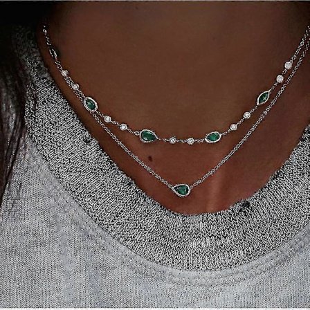 Kristallhalsband med flera element, Hängsmycke med flera lager (NE-0002-30)