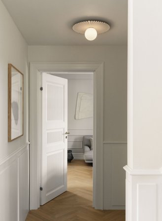 Liila Muuse medium vegglampe IP44 - hvit/opal