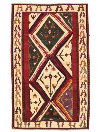 Kelim Vintage Vloerkleed Oosters Donkerrood/Zwart (Wol, Perzië/Iran)