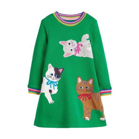Toddler Printed Klänningar Långärmad Swing A-line Festklänning
