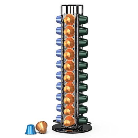 Kaffe-kapselhållare, 360 graders roterande kaffe-kapselhållare, rymmer 40 kaffe-kapslar