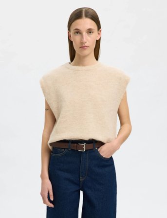Selected Slflulu Sl Knit Vest - Beige - M