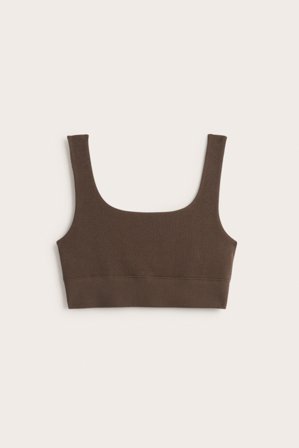 Kappahl | BH-topp i bomullsblanding | Mørkebrun