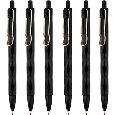 Återdragbar 0,5 mm Porös Spets Penna, Svart bläck gelpennor, Ask med 6 pennor