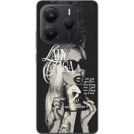 Kompatibel Mobilcover til Xiaomi Redmi Note 14 5G Lady Gaga sort-hvid retroplakat med solbriller og popkunst-æstetik