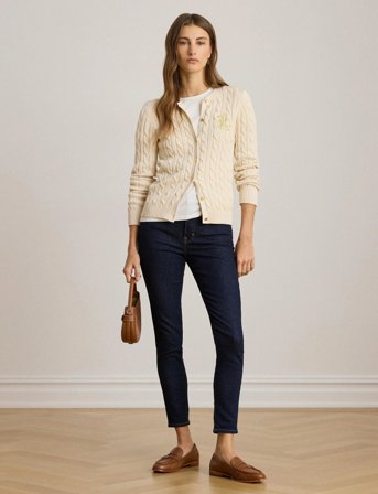 Lauren Ralph Lauren Cable-Knit Cotton Cardigan - Cream - XL