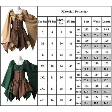 Dam medeltida renässansklänning Victorian Pirate Irish Viking Cosplay Kostym Festklänning