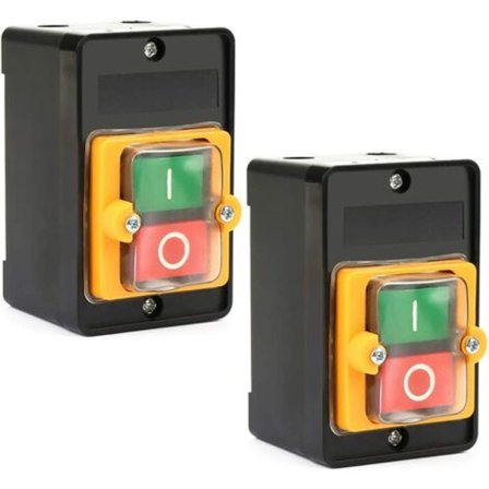 2 stk. maskinkontakt, AC 220V/380V 10A maskine trykknapkontakt tænd/sluk, trykknapkontakt, motorkontakt med støvtæt hus