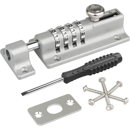 Kombinationslås, [Väderbeständig & Inbrottssäker] 120mm Combi-Bolt 4-siffrig Unik Kombinationslås (Silver)