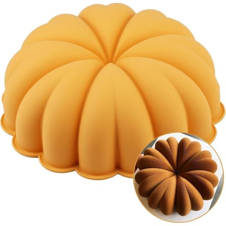 Stor 9 Tommer Kageform i Silikon - Halloween Græskarformet Kageform Bageform til Kage, Brownie, Toast med Thanksgiving Julekageform