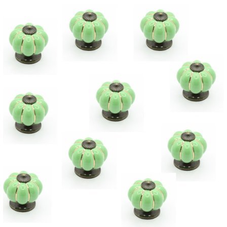 10 stk. GRØN Keramiske Skuffegreb Møbelgreb til Køkkenskuffer