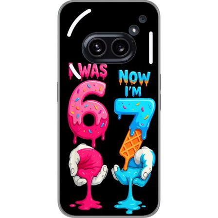 Kompatibel Mobilcover til Nothing Phone (2a) Jeg var 6, nu er jeg 7 farverig fødselsdagsillustration med smeltende tal legesyg børnevenlig design