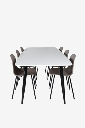 Venture Home - Spisebordssæt Polar med 6 stole Arctic - Hvid - Spisebordssæt 6 personer - Fra Homeroom