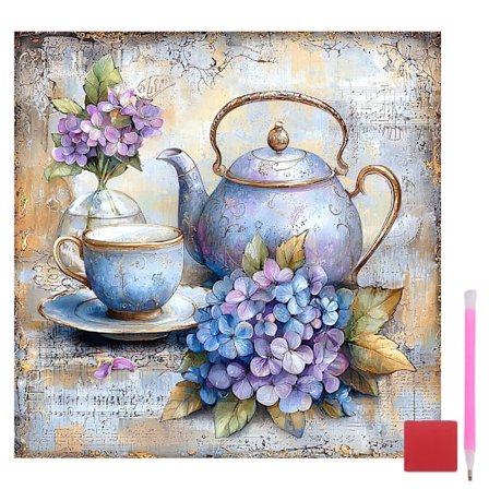 Hortensia Diamantkonst Målningssatser för Vuxna - Full Drill Diamantprickar Målningar för Nybörjare, Rund Måla med Diamanter Bilder Ädelsten Konst 