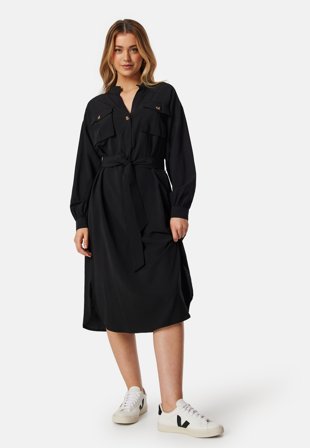 Bubbleroom - Shaima Cargo Shirt Dress - Black - Kläder