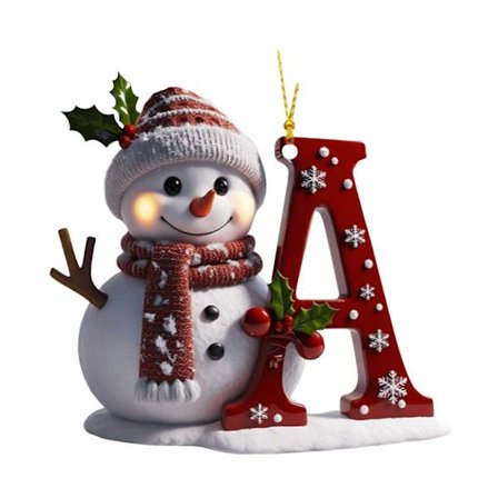 Snemand Juledekoration 26 Bogstaver A til Z Julepynt 2D Flad Festlig Snemandsvedhæng til Juletræ Bil Haveindretning