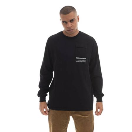 Maharishi, Koszulka męska Maharishi Miltype Longsleeve T-shirt Organic Cotton Jerse 7022 Czarny Czarny, Mężczyzna, Rozmiar: XL