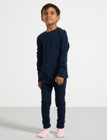 Lindex Longjohns Merino Wool Solid - Blue - 98/104