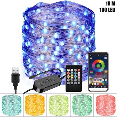 Julgransbelysning Smart Rgb Ljusslinga Juldekoration Bluetooth 4.0 App Fjärrkontroll Musik