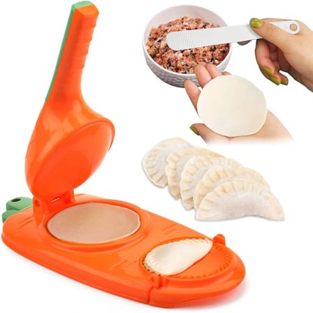 2 in 1 Dumpling Maker - Oranssi, Tortillapuristin, Minikeittiölaite Dumplingien valmistukseen