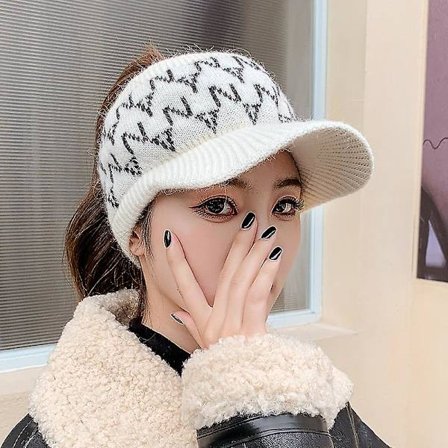 Dame Uld Varm Blød Strikket Hestehale Hue Vinter Udendørs Sne Fritid Rodet Knold Hue(Hvid)