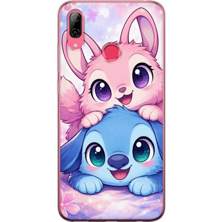 Kompatibel Mobilcover til Huawei Huawei Y7 (2019) Sød kawaii illustration med pink og blå fantasidyr, store øjne og bløde farver perfekt til børn