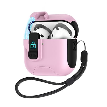 iPhone AirPods 1./2. generation, stand-style høretelefonetui, multifunktionelt høretelefonetui, pink
