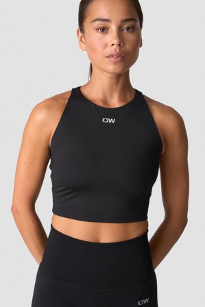 ICANIWILL - Contrast Cropped Tank Top Black- Tanks - Dames - sportkleding van ICIW