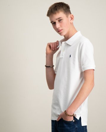 Polo Ralph Lauren Slim Fit Cotton Mesh Polo Shirt Wit Polo-/rugbyshirts Jongens - Kids Brand Store
