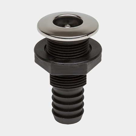 Bordsgenomföring i plast med backventil och RF fläns 25mm