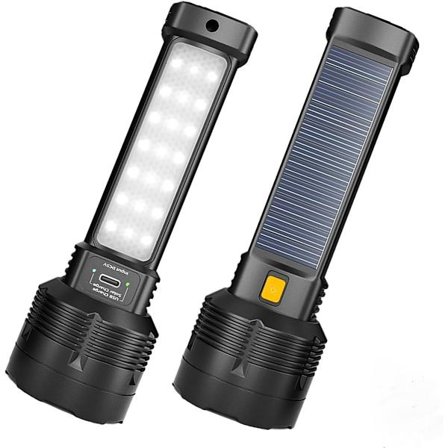 Aurinko-/ladattava taskulamppu, 2 kpl, 2000L High Lumen LED-taskulamput, erittäin kirkas pieni LED-taskulamppu, vedenpitävä, säädettävä kirkkaus, 